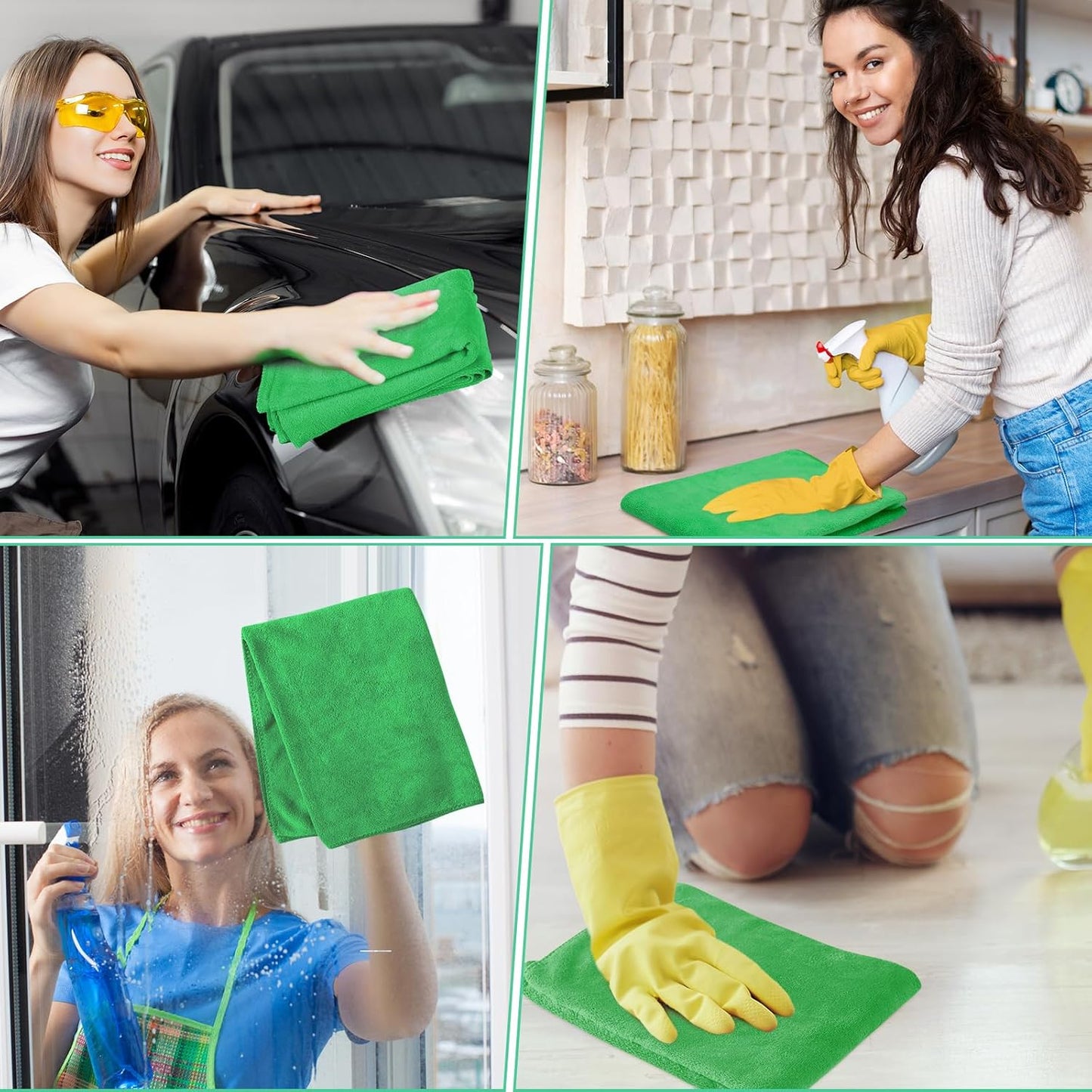 SmoothNovelty 10 Pcs Extra Large Microfiber Cloth 30" x 20" Large Floor Microfiber Towel Reusable Washable Free Lint Free Cloth Rag for Squeegee Mop Floor Window Housekeeping (Bright Color)