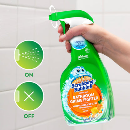 Scrubbing Bubbles Bathroom and Shower Cleaner Spray, Foaming Action Bathroom Grime Fighter Removing Soap Scum, Berry Burst Scent, 32oz