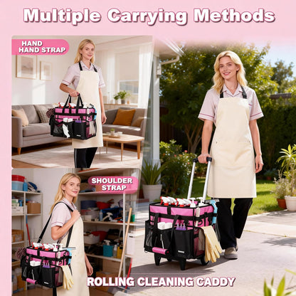 Extra-Large Wearable Cleaning Caddy With Detachable Divider,Cleaning Caddy For Cleaning Supplies Large Cleaning Supply Caddy With Adjustable Shoulder Strap & Waist Belt For Cleaners