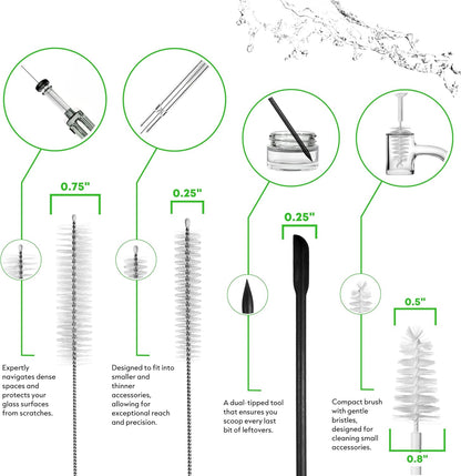 Pipe Perfect Original Cleaning Brush Set – Multi-Size Detail Brushes for Glass, Bottle, Tube & Narrow Openings | Deep Cleaning Kit for Hard-to-Reach Areas | Durable Reusable (Original Pack)