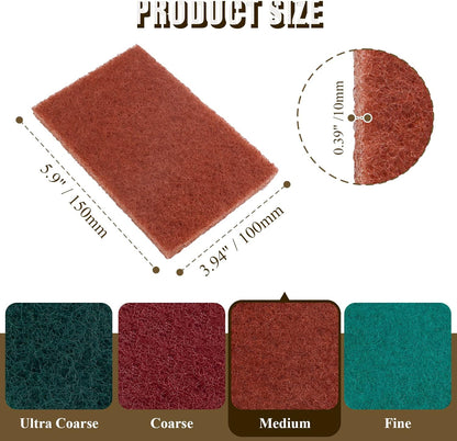 12pcs Red Scouring Pads, Heavy Duty Scour Pads Multipurpose Scour Pad Reusable Scrubbing Pads with Anti Grease Technology for Kitchen Scrubber Sink Dish Cleaning Metal Grills