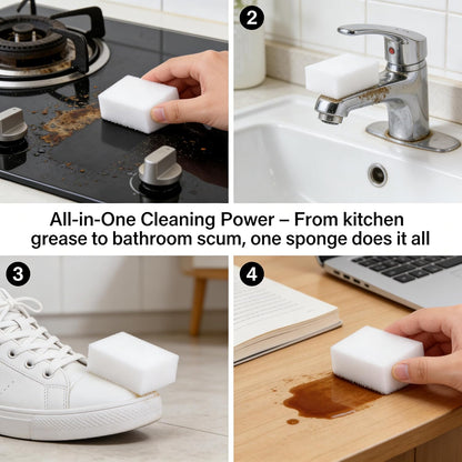 20 Pack Magic Cleaning Sponge Eraser Pads, Heavy Duty Melamine Foam for Kitchen Bathroom Walls, Multi-Purpose Scrub Sponge Remove Stains & Scuff Marks, No Chemical, Easy to Use & Reusable