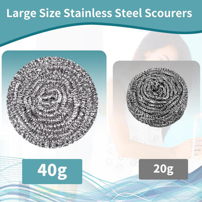 12Pcs Steel Wool Scrubber Pads for Cleaning Dishes, Pans, Pots, Ovens, Grills, Sinks - Stainless Steel Scrubbers for Kitchen, 12 Pack