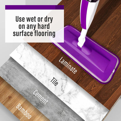 Mops for Floor Cleaning Wet Spray Mop with 14 oz Refillable Bottle and 2 Washable Microfiber Pads Home or Commercial Use Dry Wet Flat Mop for Hardwood Laminate Wood Ceramic