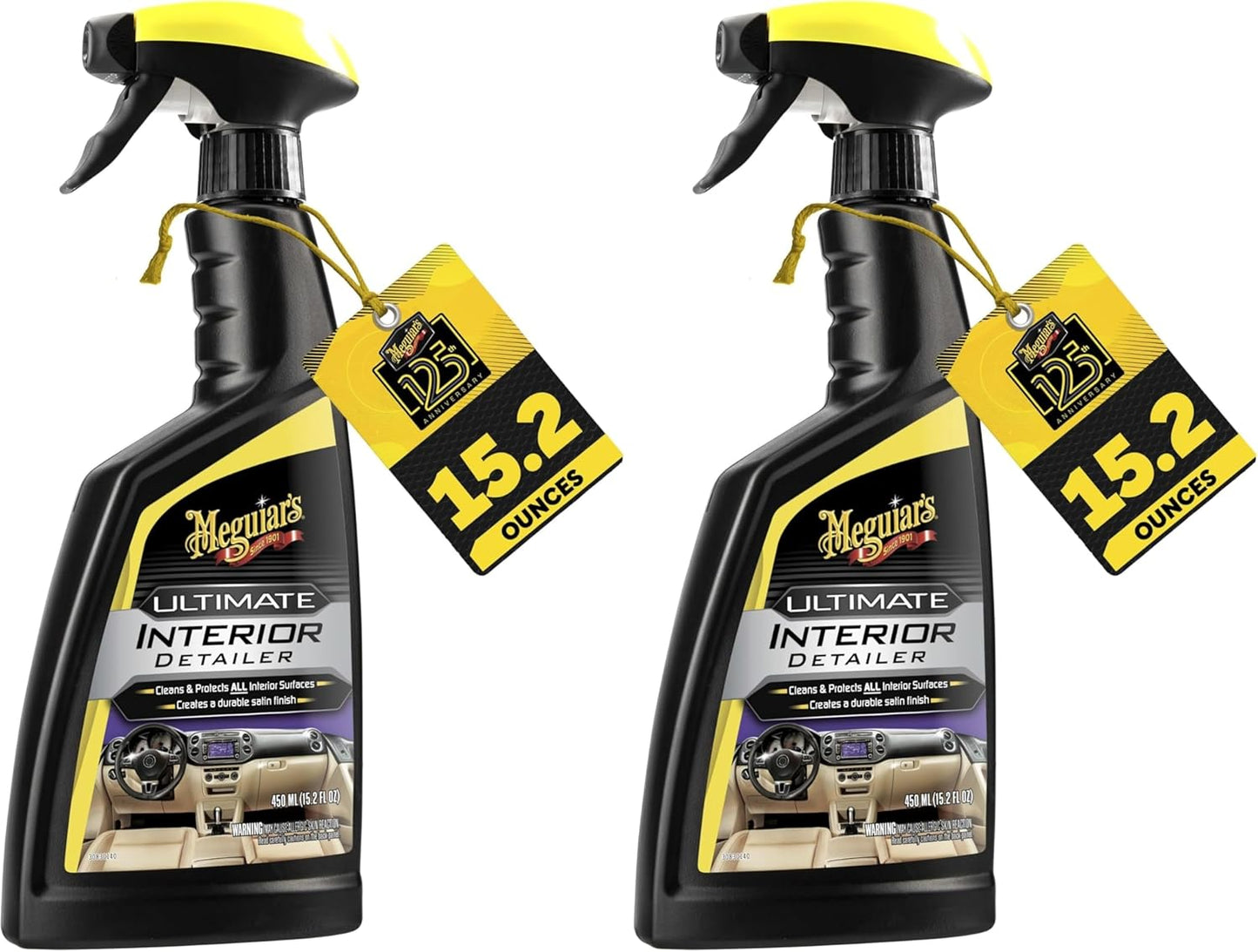 Meguiar's G16216 Ultimate Interior Detailer, Protects Interior Surfaces from Dirt and Grime, Leaves Your Surfaces Protected from UV Rays and Giving It a Lasting Finish, 15.2 Oz Spray Bottle