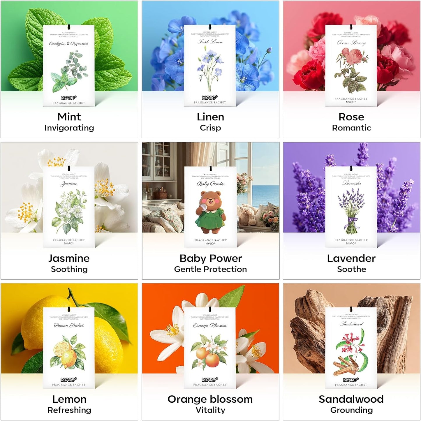 MYARO 12 Pack Fresh Linen Scented Sachets for Drawer, Closet & Car Air Freshener Bags | Odor Eliminator & Fabric Refresher | Crisp, Clean Home Fragrance Gift Set