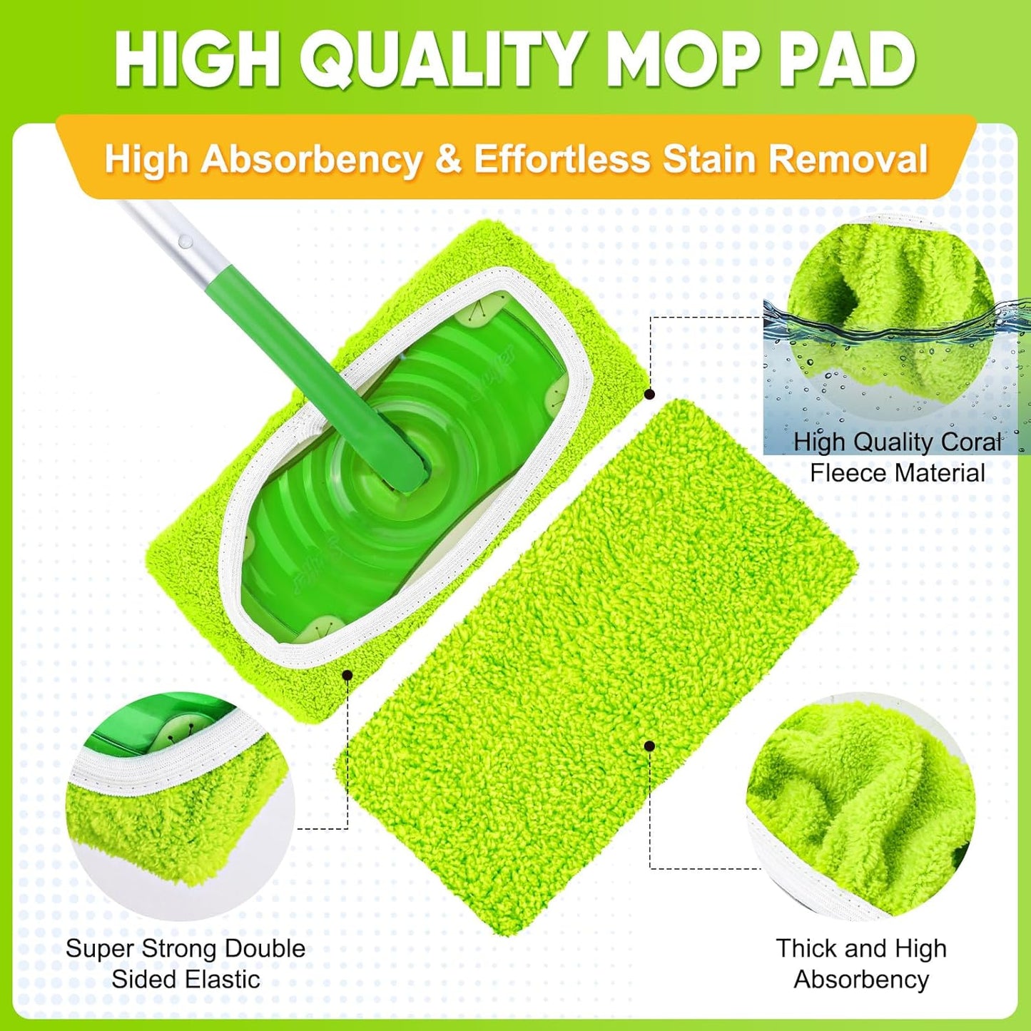 6-Pack Reusable Microfiber Mop Pads Compatible with Swiffer Sweeper, Dry & Wet Sweeping Cloths - Washable Wet Pads Refill for Multi-Surface/Hardwood Floor Cleaning