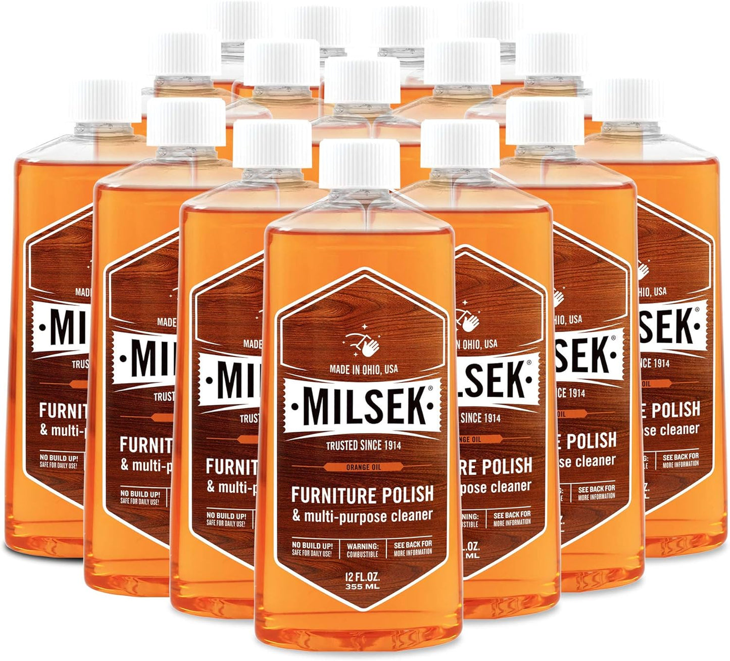 Milsek Furniture Polish and Wood Cleaner with Orange Oil - Multipurpose Cleaning Supplies for Home and Household from Hardwood Floors to Kitchen Cabinets- 12 Fl Oz (Pack of 1)