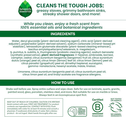 Seventh Generation Ultra Deep Probiotic Multi Surface Cleaner, 9.4 Fl Oz, Fresh Breeze, 80% USDA Biobased All Purpose Cleaning Spray, Breaks Down Tough Grease & Grime, Safe for Kids & Pets