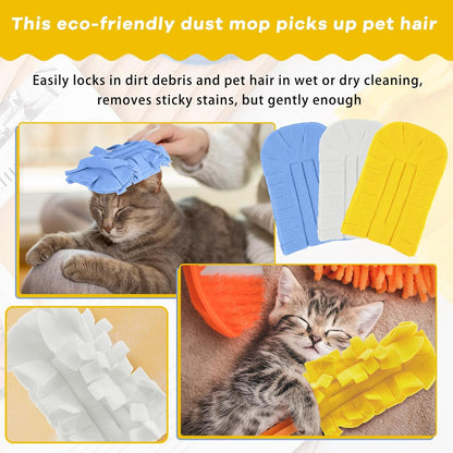 Zubebe 12 Pcs Duster Refill Reusable Fleece Duster Refills Feather Flat Dusters Multi Surface Washable Cleaning Pads Tools for Home, Blinds, Car, Pet, Furniture, Fans (Dark Color)