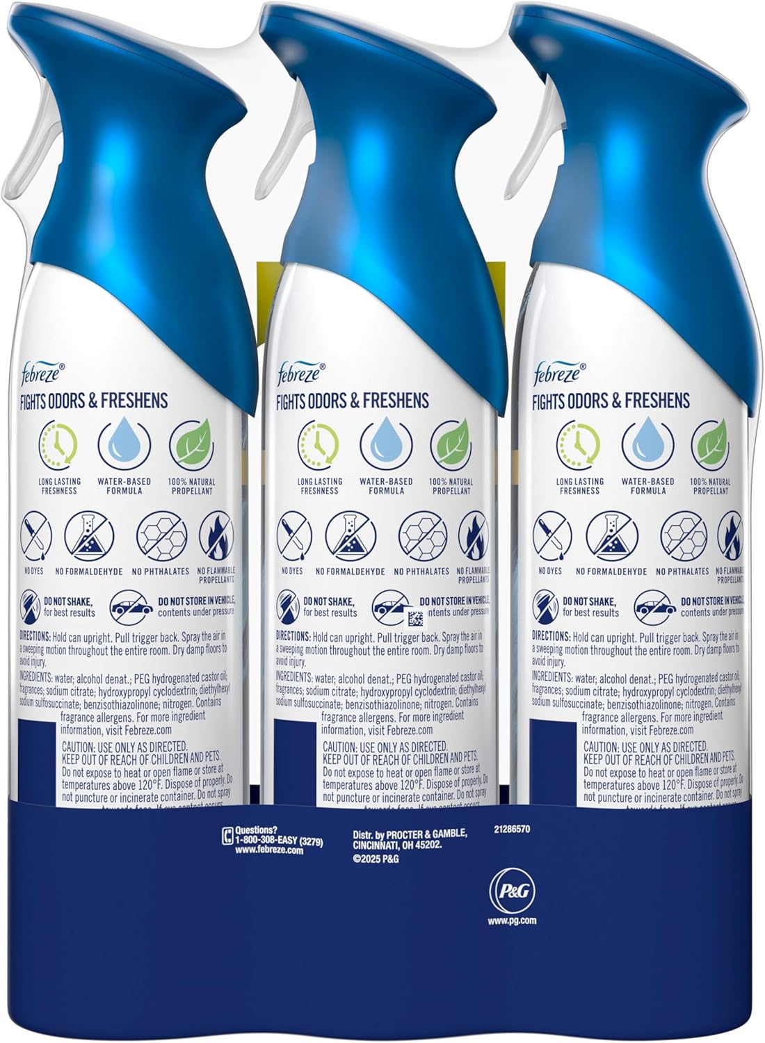 Febreze Air Mist, Air Freshener Spray, Odor Fighting Room Spray, Deodorizer for Home Bathroom Kitchen Office Apartment Dorm Room Classroom, Downy Calm Lavender & Vanilla Bean Scent, 8.1oz (Pack of 3)