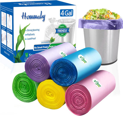 Hommaly 2 Gallon (1.8-2 Gal)120 pcs Small Clear Trash Bags, Strong 1.8 Gallon Garbage Bags, Bathroom Trash Can Bin Liners Unscented, Mini Plastic Bags for Office, Waste Basket Liner,Fit 6,7,8 Liters