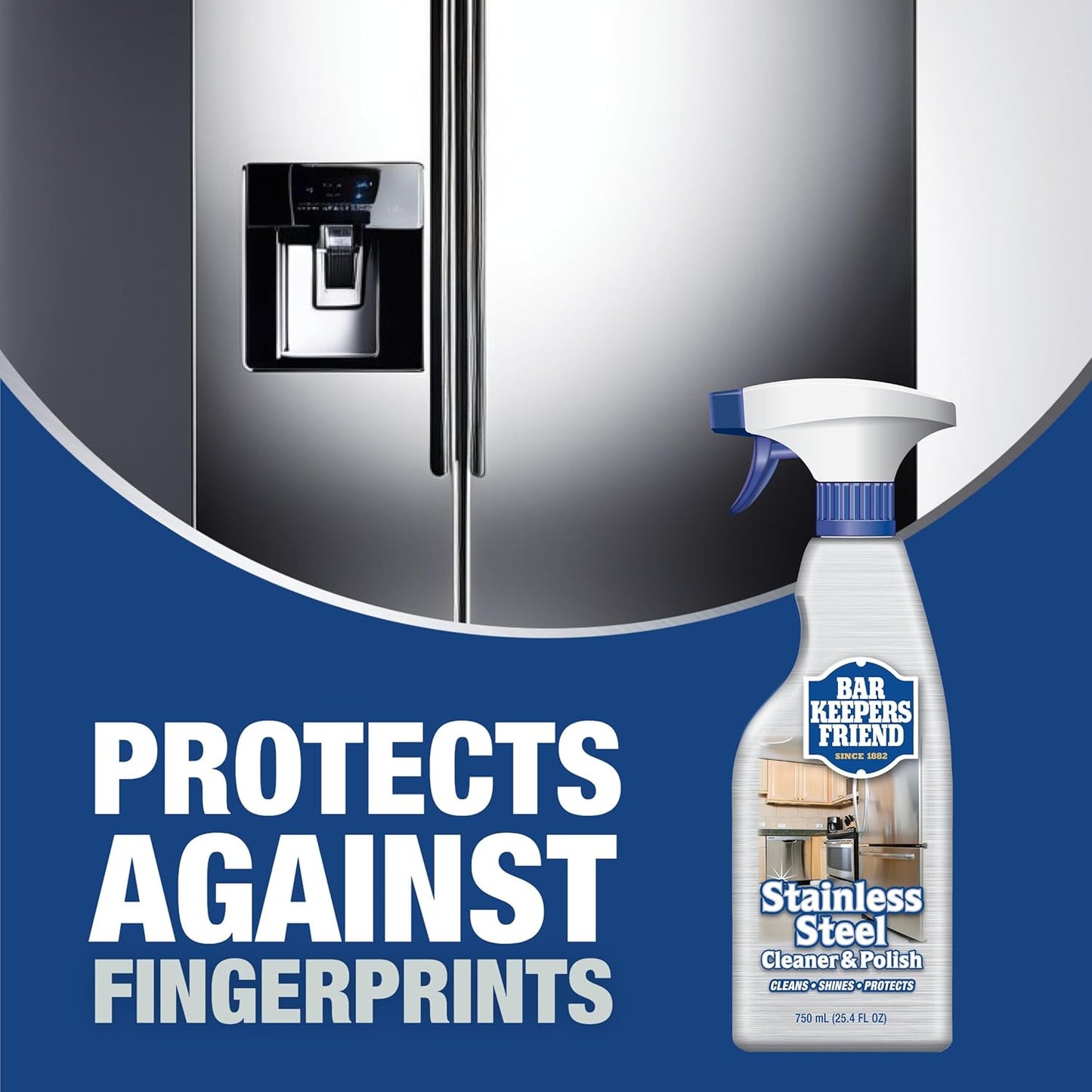 Bar Keepers Friend Stainless Steel Cleaner and Polish Spray (2 x 25.4 oz) Removes Oily Fingerprints, Hard Water Stains, Grime & Food Debris without Scratching or Dulling Appliances & Surfaces