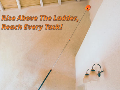 30 Foot High Reach Duster Kit with 5-24 ft Extension Pole // High Ceiling Dusting and Window Cleaning Kit with Telescopic Pole // Baseboard and Wall Washer Mop, Squeegee, Fan Blade & Cobweb Dusters