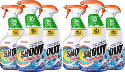 SHOUT Advanced Laundry Stain Remover Gel for Clothes Laundry, Breaks Down Stubborn, Dried-in, and Tough Stains, 22oz Spray, Pack of 3 (Packaging May Vary)