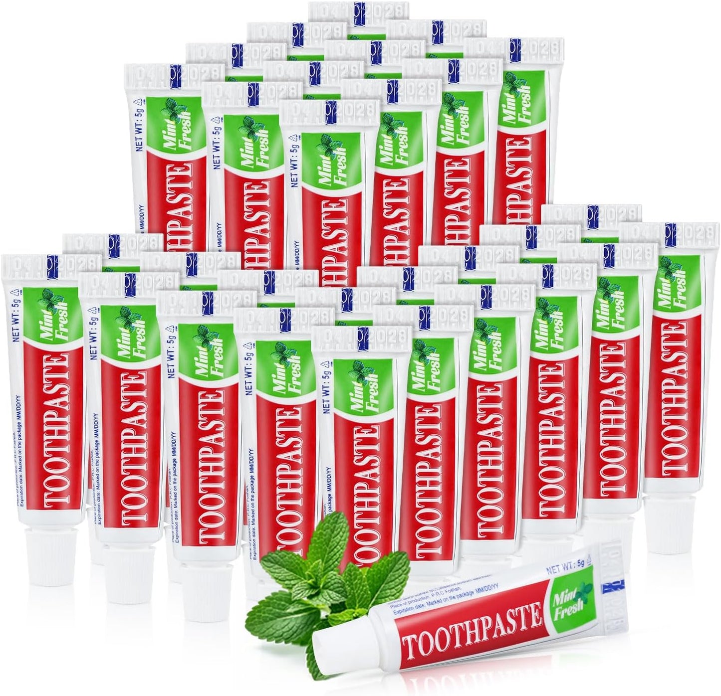 Travel Size Mini 0.176 oz Toothpaste Bulk, Disposable Mint Flavor Pocket Teeth Paste Small Essential Toothpaste for Travel, Home/Hotel/Guests/Charity/Homeless/Camping Oral Care Single Use, 30 Tubes