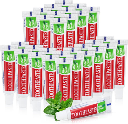 Travel Size Mini 0.176 oz Toothpaste Bulk, Disposable Mint Flavor Pocket Teeth Paste Small Essential Toothpaste for Travel, Home/Hotel/Guests/Charity/Homeless/Camping Oral Care Single Use, 30 Tubes