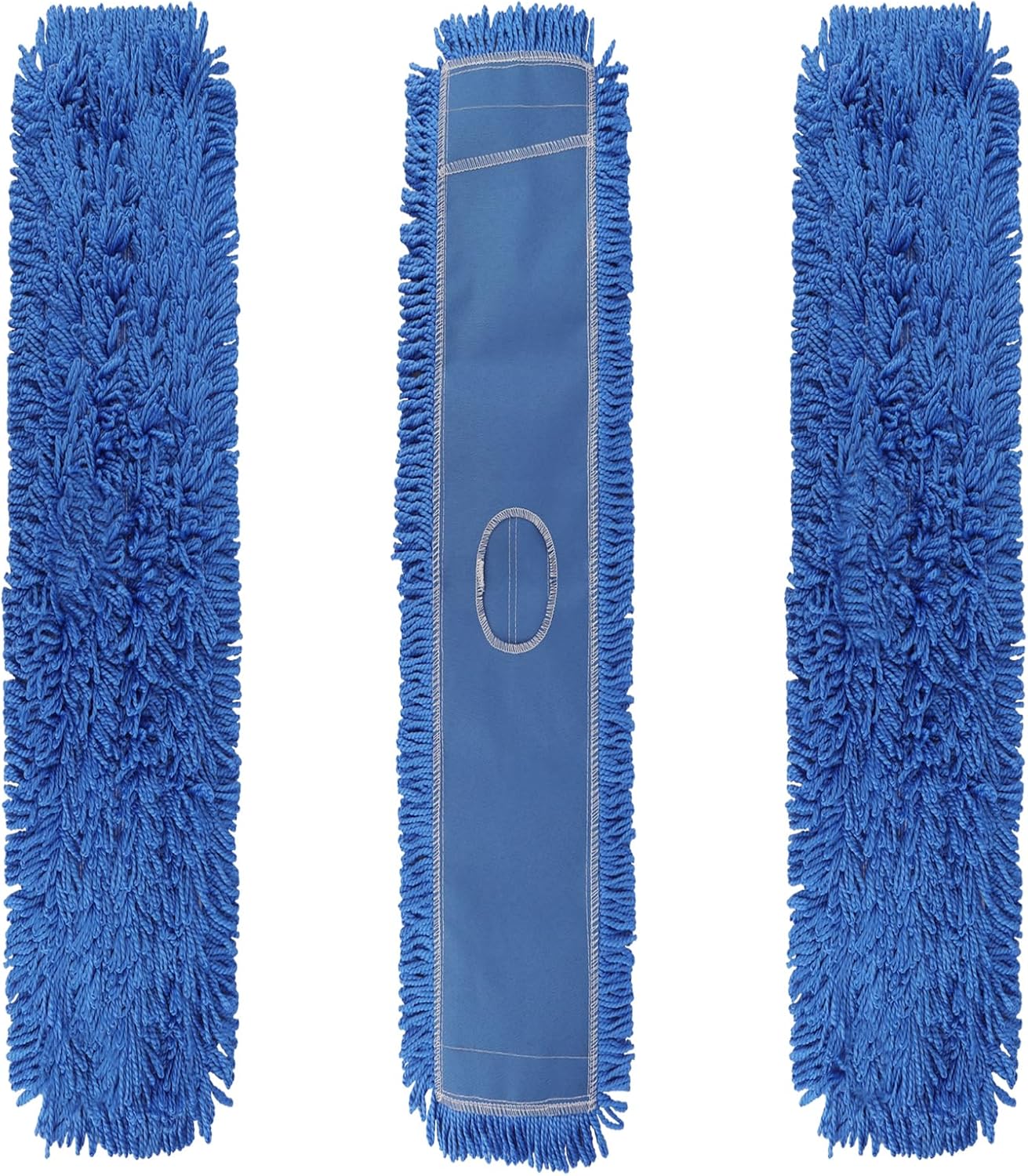 3 Pack 24 Inch Microfiber Dust Mop Head, Medium Washable Commercial Sweeper and Janitorial, Blue