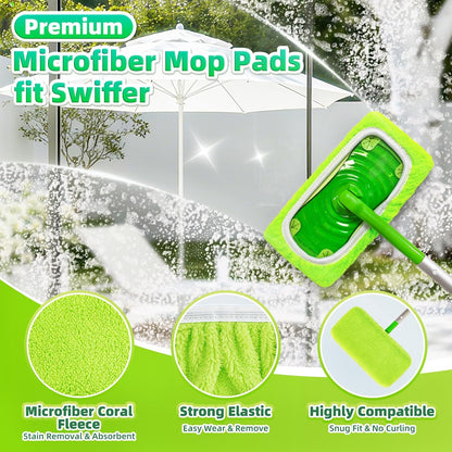 Reusable Mop Pads Compatible with Swiffer Sweeper Mop, Microfiber Dry Sweeping Cloths & Machine Washable Wet Pads Refill for Use on All Sealed Floors - Stone, Hardwood, Laminate & Tile (6 Blue)