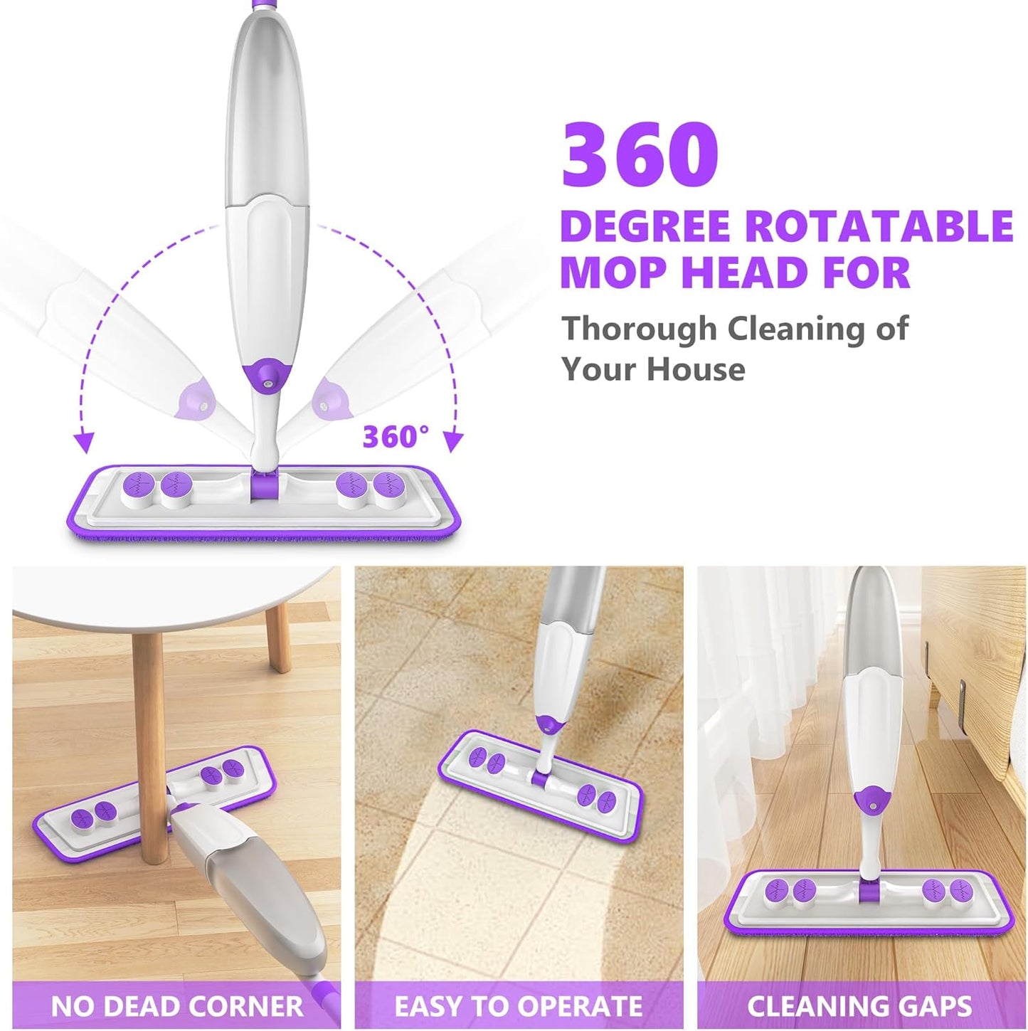 TINA&TONY Spray Mop for Floor Cleaning: Wet Dry Mop with Microfiber Washable Reusable Pads for Household Kitchen Hardwood Vinyl Floors