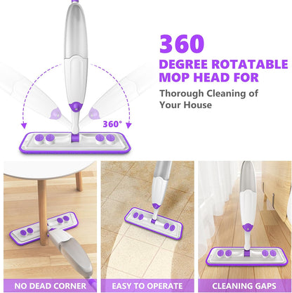 TINA&TONY Spray Mop for Floor Cleaning: Wet Dry Mop with Microfiber Washable Reusable Pads for Household Kitchen Hardwood Vinyl Floors