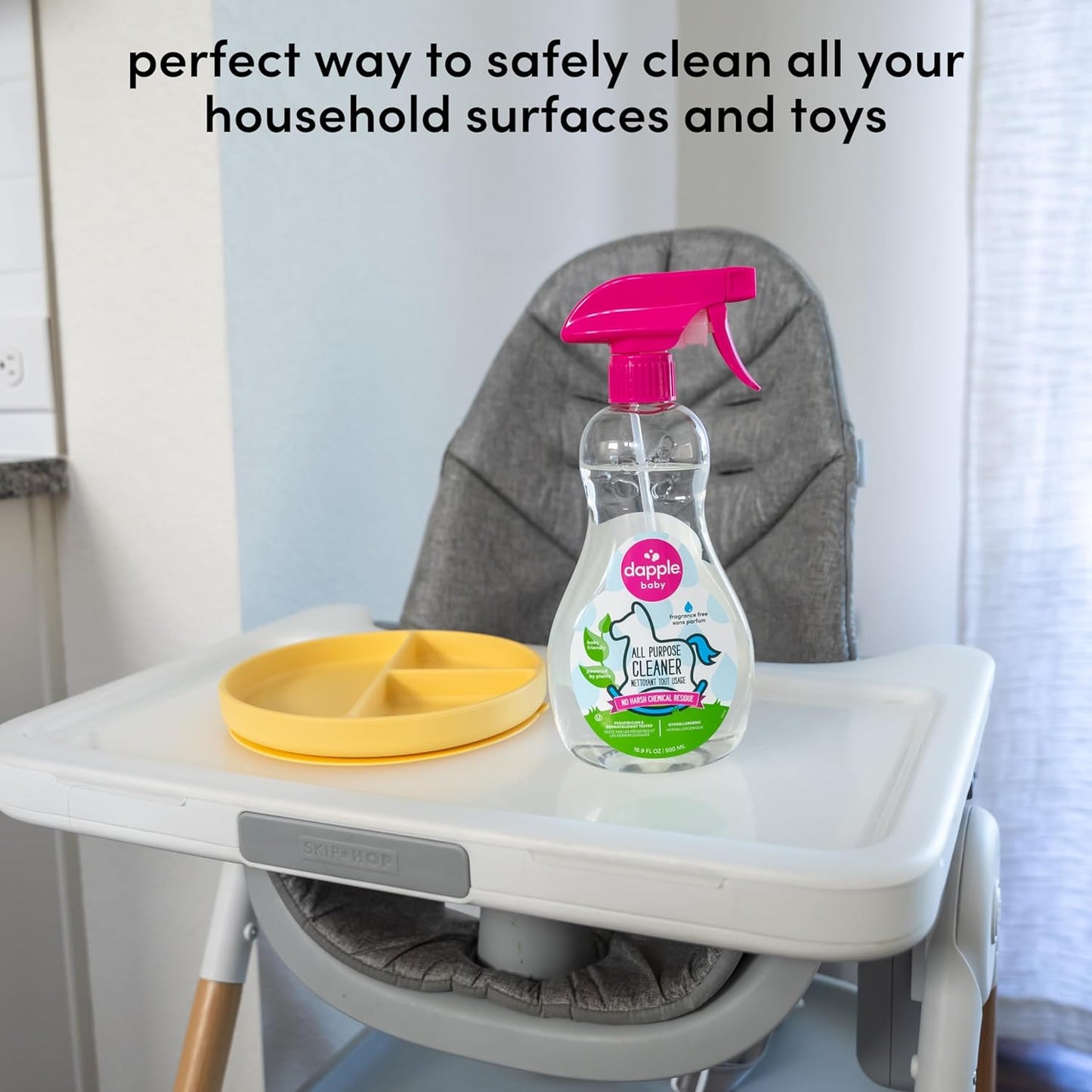 Dapple Baby All Purpose Cleaning Spray and All Purpose Wipes - (2 Pack) 16.9 fl oz Bottle - 30 Cleaning Wipes Total - Fragrance-Free, Hypoallergenic & Plant-Powered - Baby Essentials