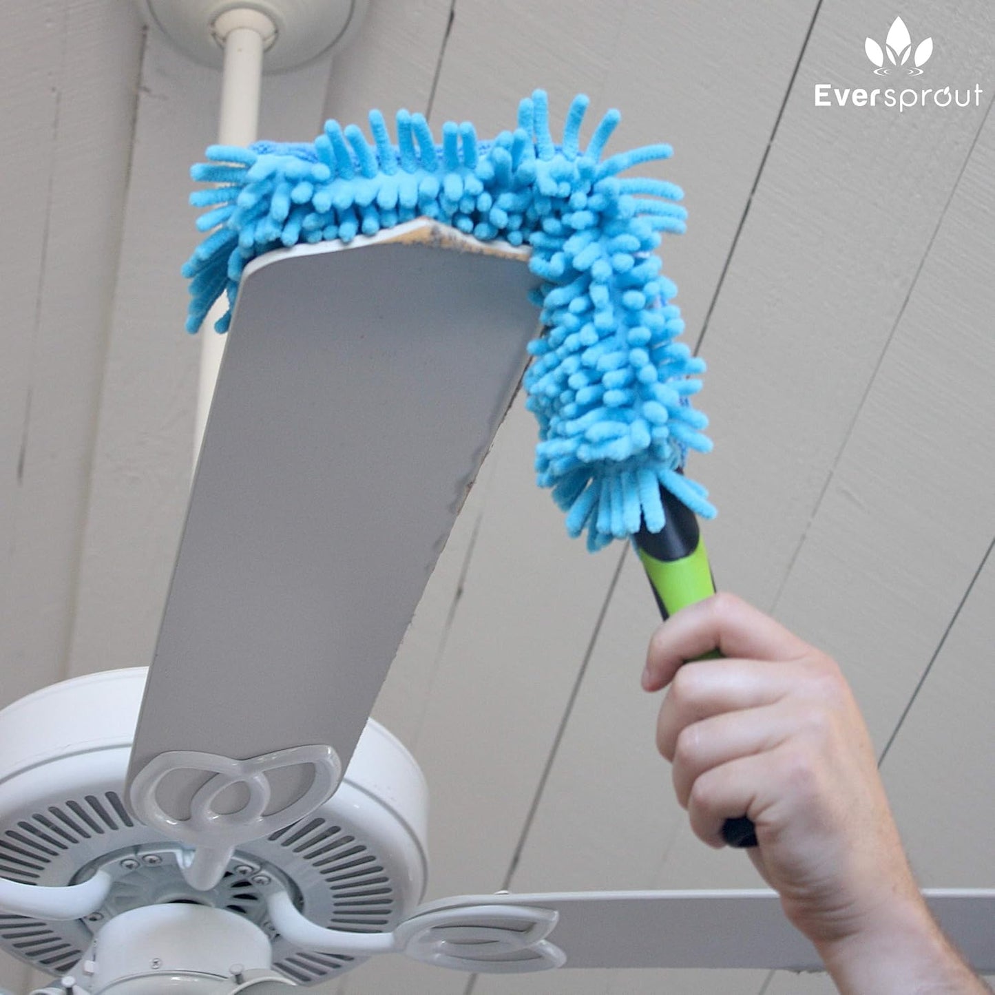 EVERSPROUT 3 Foot Flexible Microfiber Ceiling & Fan Duster | Bendable to Clean Any Fan Blade | Removable & Washable Brush Head | 3-Stage Lightweight Aluminum Extension Pole