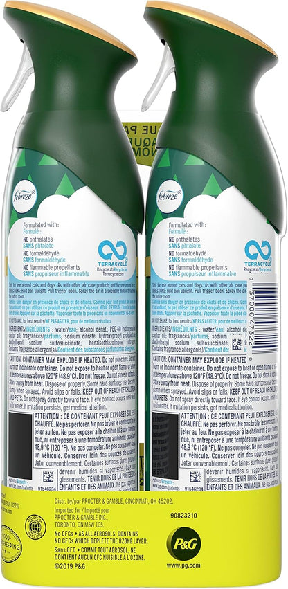Febreze Air Mist Air Freshener Spray, Odor-Fighting Room Spray, Air Fresheners for Home and Bathroom and Kitchen, Aerosol Can, Mountain Scent, Purple, 8.8oz (Pack of 3)