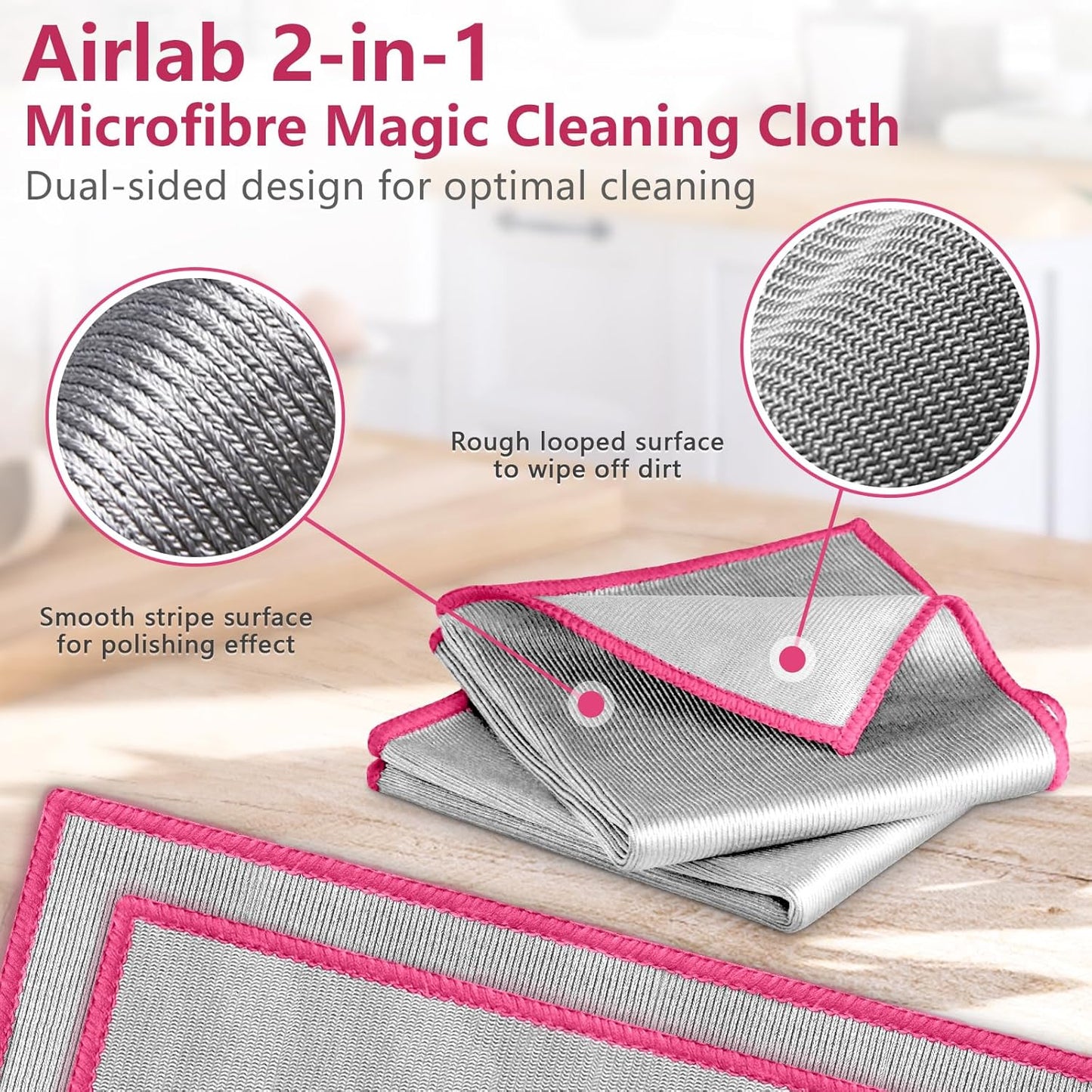 Glass Polishing Cloth Streak Free Miracle Cleaning Cloth Lint Free Microfiber Cleaning Rags for Glasses Kitchen Dish Mirrors Easy Clean, Pack of 6, 12" x 12"