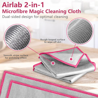 Glass Polishing Cloth Streak Free Miracle Cleaning Cloth Lint Free Microfiber Cleaning Rags for Glasses Kitchen Dish Mirrors Easy Clean, Pack of 6, 12" x 12"