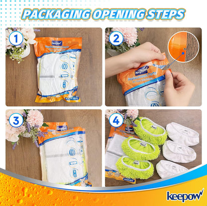 KEEPOW Reusable Microfiber Mop Pads Compatible with Swiffer Sweeper, Dry Sweeping Cloths, Washable Wet Mopping Cloth Refills for Hardwood Floor Cleaning, 6 Pack