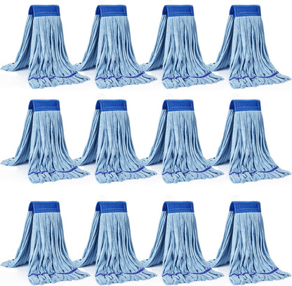 Matthew Cleaning Microfiber Tube Mop(Meduim,Blue,3Pack) Heavy Duty Mop Head Replacement,Excellent Absorbency,Premium launderability,Reusable,Loop end for Home,Commercial&Industrial Use