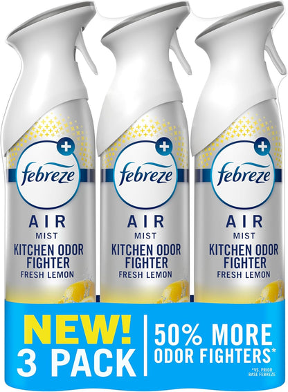 Febreze Air Mist Air Freshener Spray, Odor-Fighting Room Spray, Air Fresheners for Home and Bathroom and Kitchen, Aerosol Can, HD Pet Odor Fighter Scent, 8.8oz (Pack of 3)