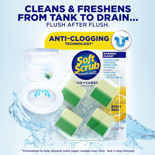 Soft Scrub In-Tank Toilet Cleaner Clear Water DuoCubes, 4ct, Lemon Fresh