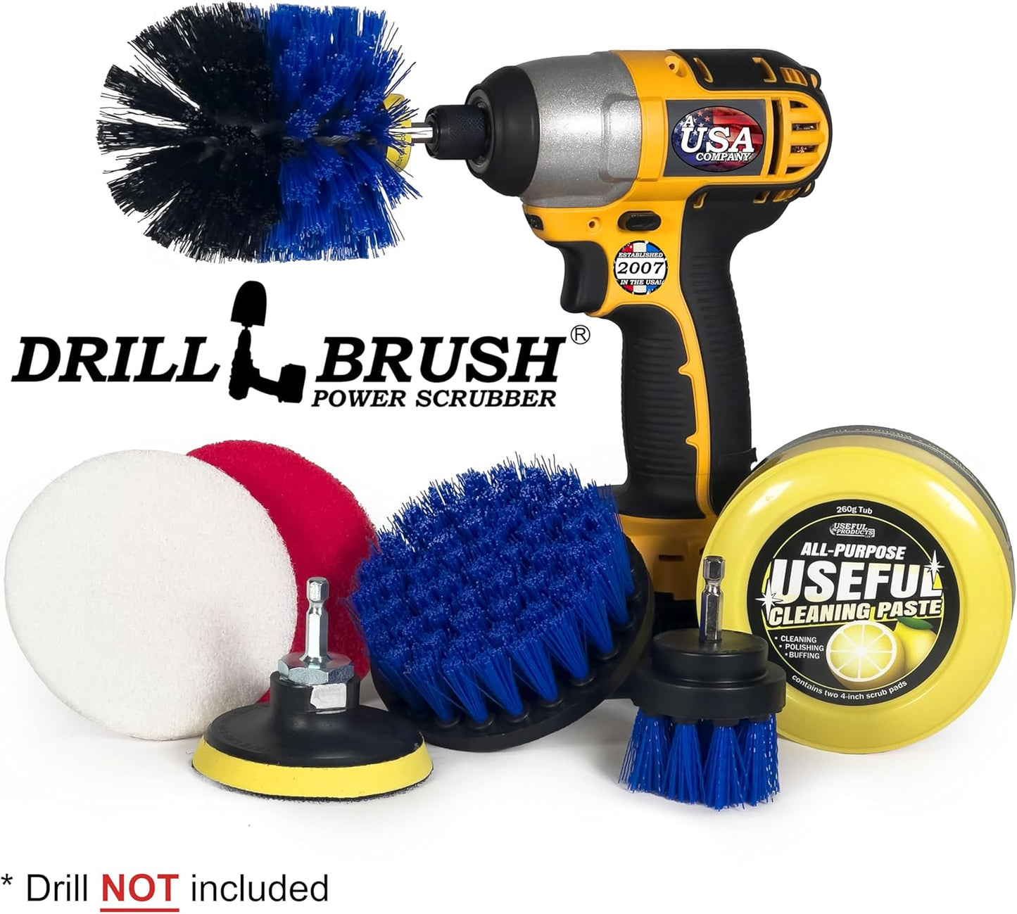 Electric Spin Scrubber Kitchen Cleaning Set with Multi-Purpose Cleaner Paste - Lemon Lime Scented, Stainless Steel Appliance, Oven, Stove Top, Microwave, Sink, Counter Top, Grout, Baseboard Cleaner