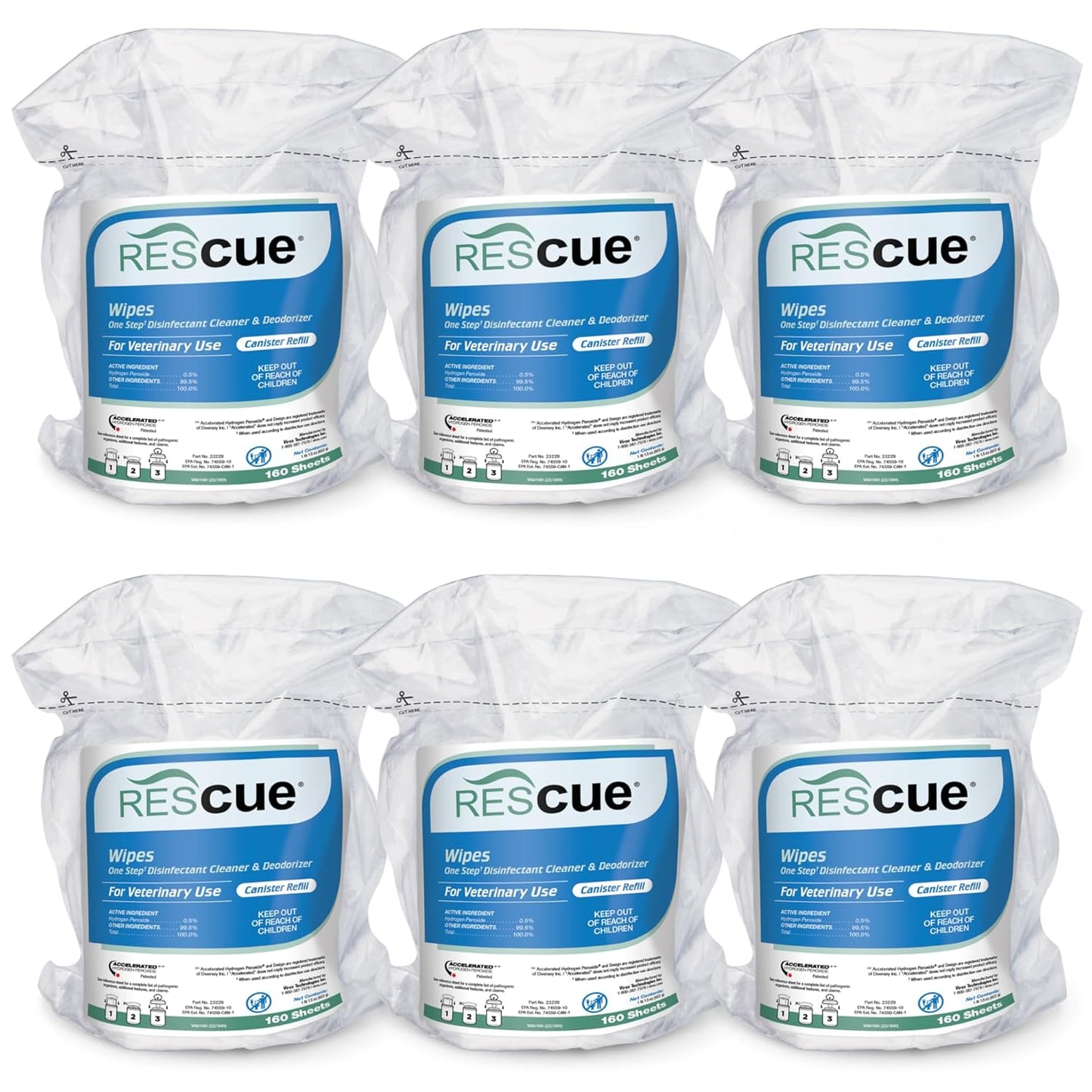 REScue One-Step Disinfectant Cleaner & Deodorizer Wipes for Vet Use – Cleaner for Kennels, Litter Boxes, Vet Offices, Pet Grooming Surfaces, Pet Items – Wipes Canister, 160-Count (Pack of 1)