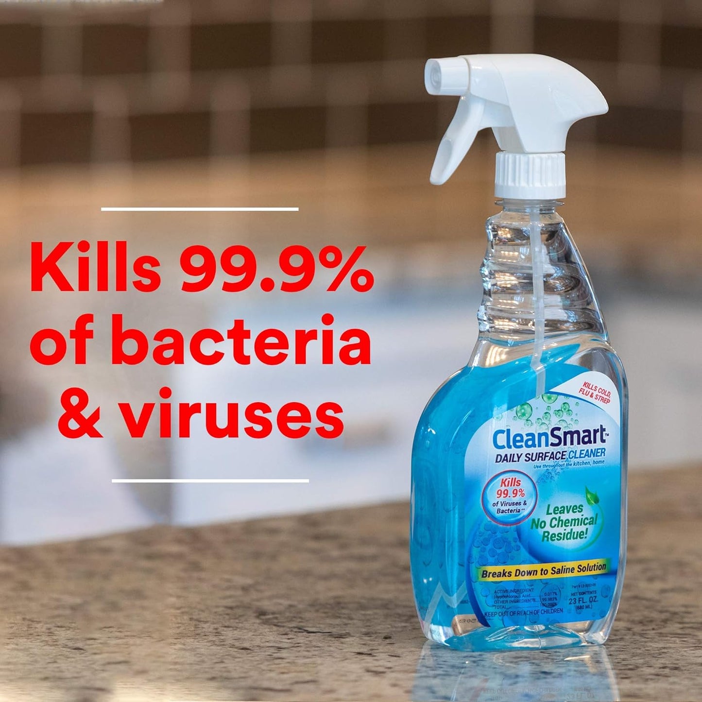 CleanSmart Daily Surface Spray Disinfectant, Kills 99.9% of Viruses, Bacteria, Mold & Fungus, 16 oz Bottle (Pack of 3)