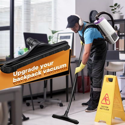 Replacement Floor Tool Compatible with ProTeam 101446 E-Z Glide Backpack Vacuums 10 QT & 6 QT, 14" Hard Floor Tool Compatible with Commercial Cleaners(Brush with Scalloped Edges,Gray)