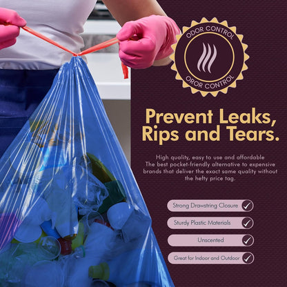 PAMI Recycling Tall Kitchen Drawstring Trash Bags- Extra-Strong Plastic Garbage Bags- Thick Trash Can Liners For Kitchen & Outdoor Bins- 2ft x2ft Unscented Trash Bags (13 Gallon – 60 Count – Clear)