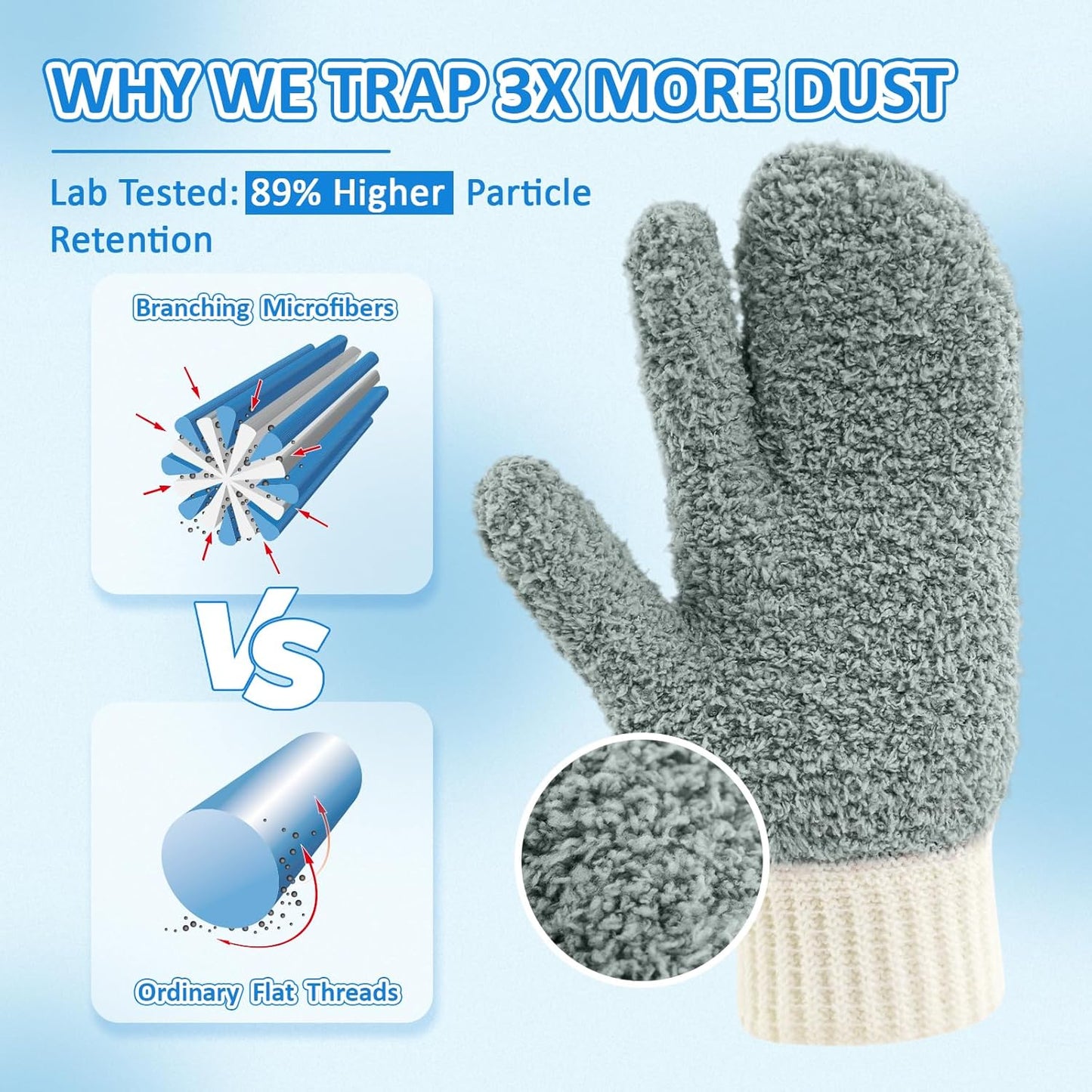 MIG4U Microfiber Dusting Gloves House Cleaning Glove for Blinds, Windows, Shutters, Furniture, and Car, Reusable Lint-Free Pink 1 Pair S/M