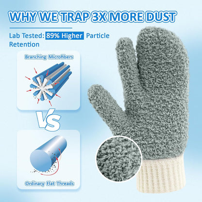 MIG4U Microfiber Dusting Gloves House Cleaning Glove for Blinds, Windows, Shutters, Furniture, and Car, Reusable Lint-Free Pink 1 Pair S/M