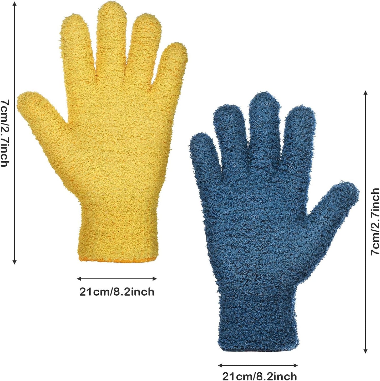 Patelai 2 Pairs Microfiber Gloves for plants Dusting Cleaning Glove Mittens House Cars Blinds Dusting(Blue, Grass Green,Large)