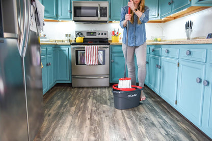 O-Cedar EasyWring Microfiber Spin Mop & Bucket Floor Cleaning System + 2 Extra Refills, Red/Gray