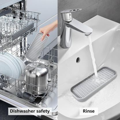 Silicone Sponge Holder Kitchen Sink Organizer Tray Dish Caddy Soap Dispenser, Scrubber Spoon Holder,Dishwashing Accessories 2 Pack (White)