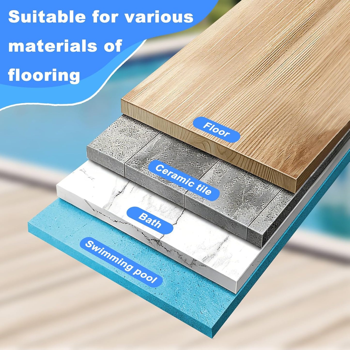 Pool Brush Floor Scrub Brush with 52" Adjustable Long Handle,Shower Swimming Pool Brush for Glass Doors,Bathroom,Kitchen,Tile,Car Glass,Marble Floors
