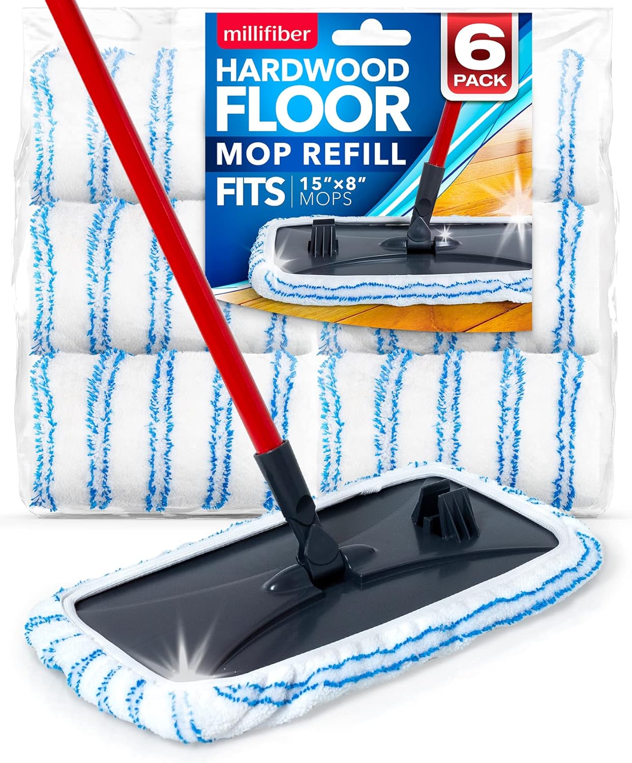 Millifiber Microfiber Mop Refills 15x8 Inches, 3-Pack (Mop is Not Included)