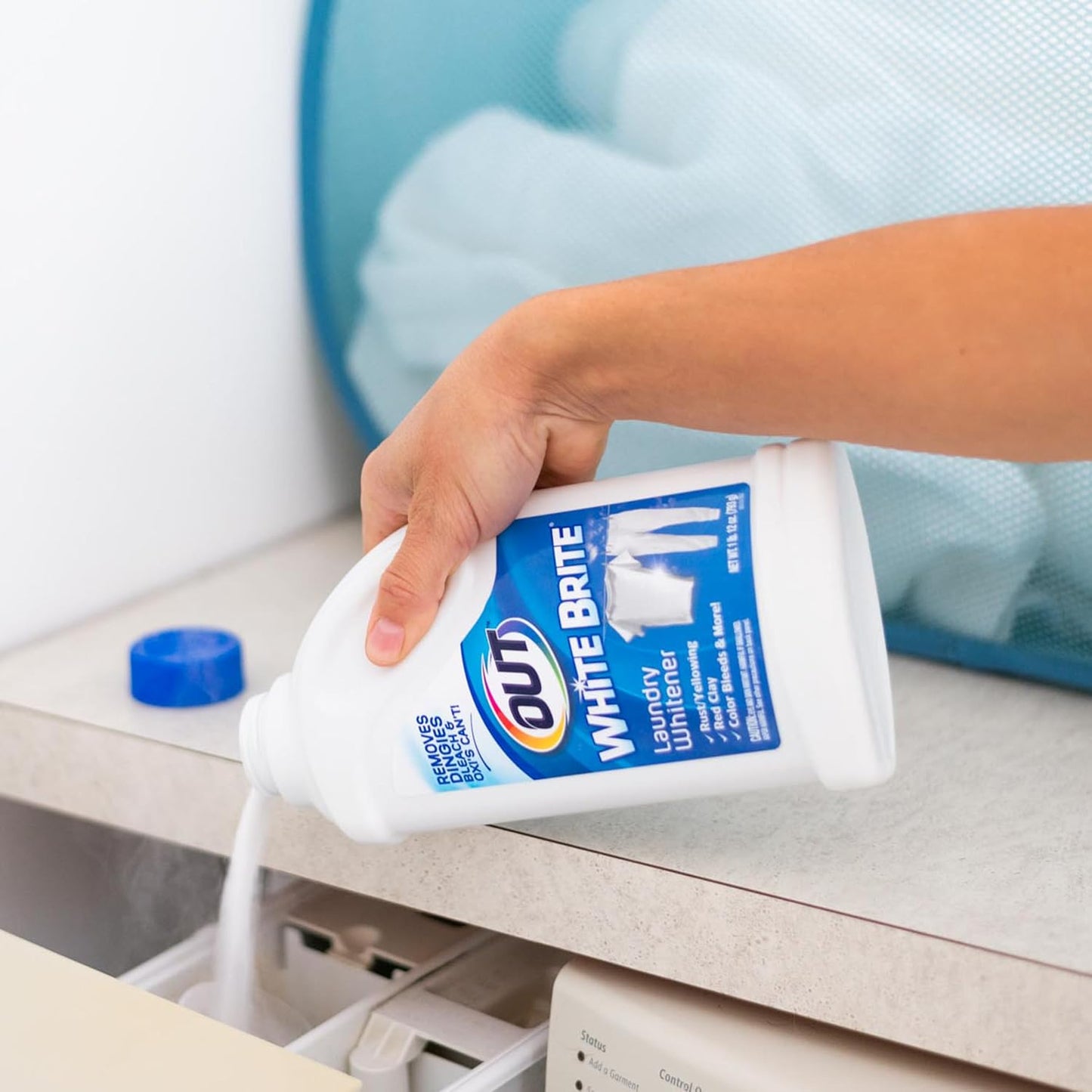 OUT White Brite Laundry Whitener Bleach Alternative, Stain Remover Detergent Booster Powder for Clothes, 4 Pound 12 Ounce Bottle
