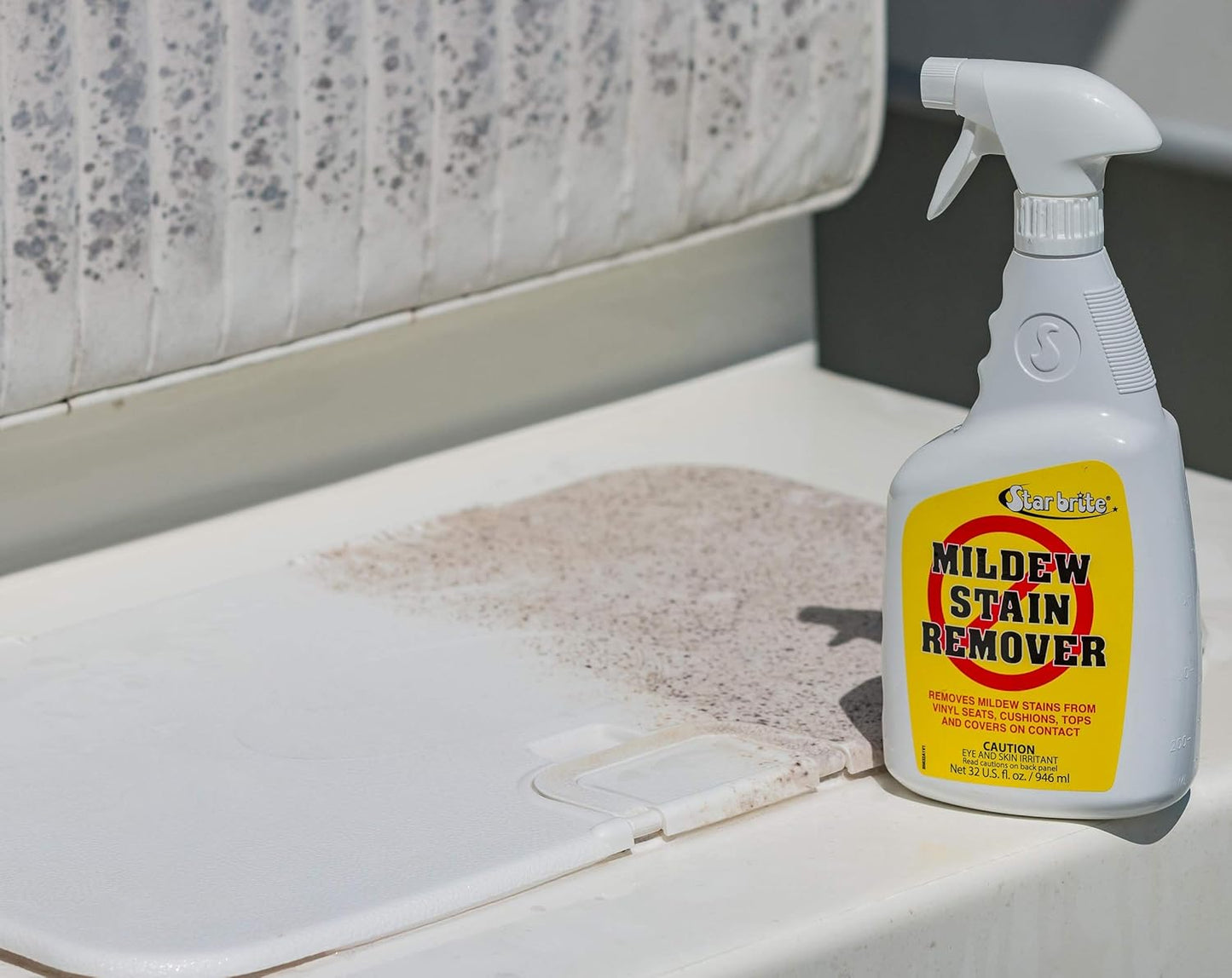 STAR BRITE Professional-Grade Mildew & Mold Stain Remover + Cleaner - Instant Contact Stain Removal, Ideal for Marine & Outdoor Upholstery