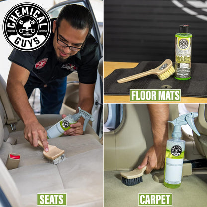 Chemical Guys Foaming Citrus Fabric Clean Drill Brush Kit - High Foaming Stain and Odor Remover, Upholstery, Floor Mat & Car Carpet Cleaner, Deep Cleans & Deodorizes, Citrus Scent - 16 fl oz