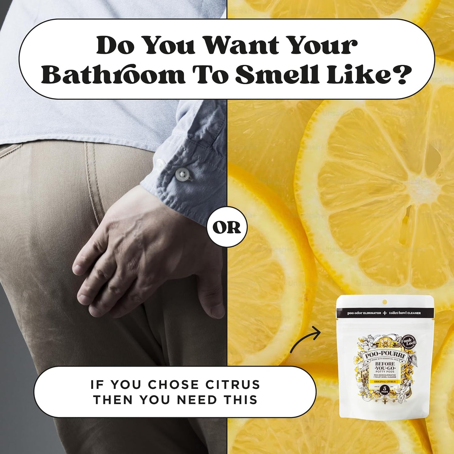 Poo~Pourri Original Citrus Before-You-Go 2-in-1 Toilet Potty Pods 20ct - Bathroom Odor Remover & Toilet Cleaner - Plant Based Ingredients & Essential Oils - with Lemon, Bergamot, & Lemongrass Scent
